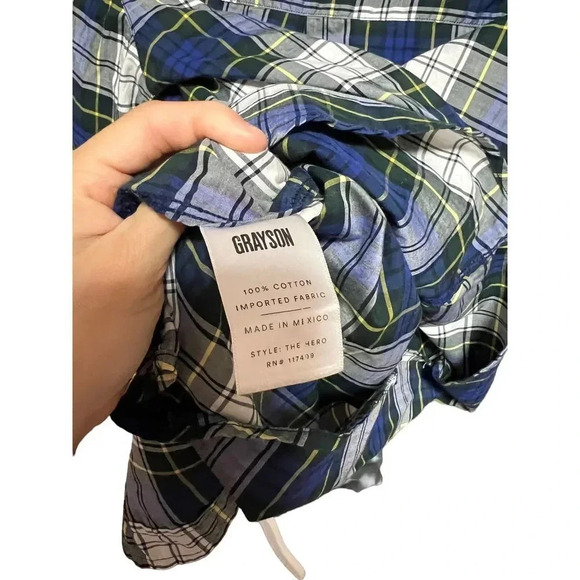 Grayson Button Down The Hero Shirt Plaid Blue Green - Picture 3 of 4